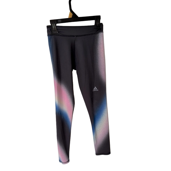 Adidas Black and Pink Leggings with Abstract Design - Picture 1 of 7